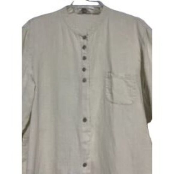 J. Jill Women's Top Tunic Button Down Casual Linen Blend Size Yellow Size Medium - Picture 2 of 5